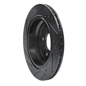 BMW 540I Brake Rotor (1) - Rear Right - R1 Concepts - Drilled & Slotted - Black - `96-`03
